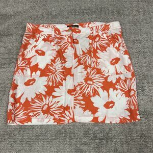 Tommy Bahama Skirt Womens 14 Orange White Floral Linen Pockets Beach Summer